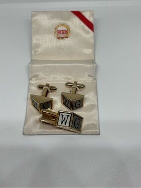 Hickok Gold-Tone Enamel Cufflinks and Tie Clip Set
